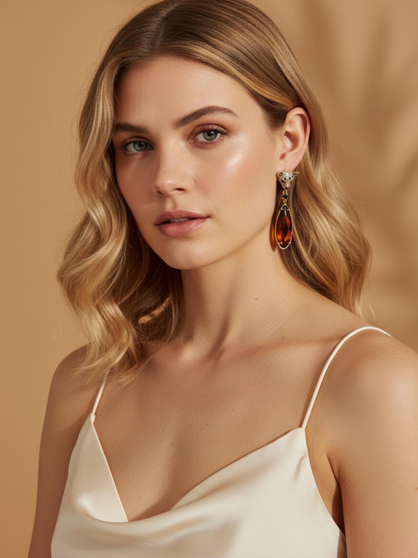 1 pair of vintage elegant amber drip earrings, suitable for daily wear, vacation dates, and other occasions, and also a surprising and exquisite small gift.