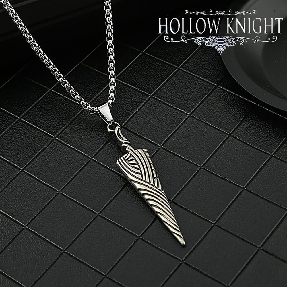 Hollow Knight Unisex Decorative Necklace - Bone Shape Metal Spike Pendant, Edgy Casual Wear Jewelry with Bone Nail Keychain Gift for Men Women