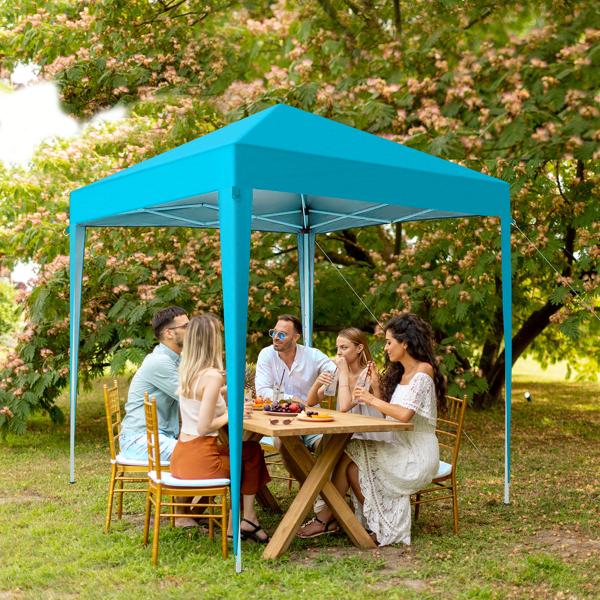 6.5X6.5FT Two Doors & Two Windows Practical Waterproof Right-Angle Folding Tent Lake blue