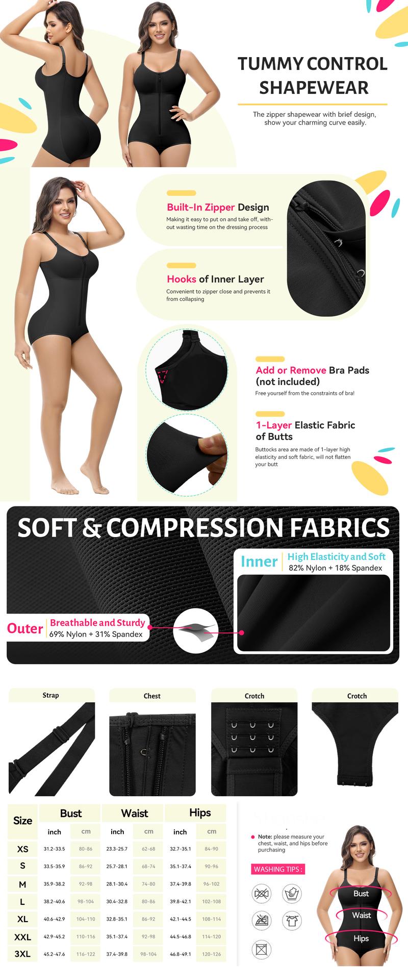 Fajas Colombianas Moldeadoras Post Surgery Compression Garment Shapewear Tummy Control with Zipper