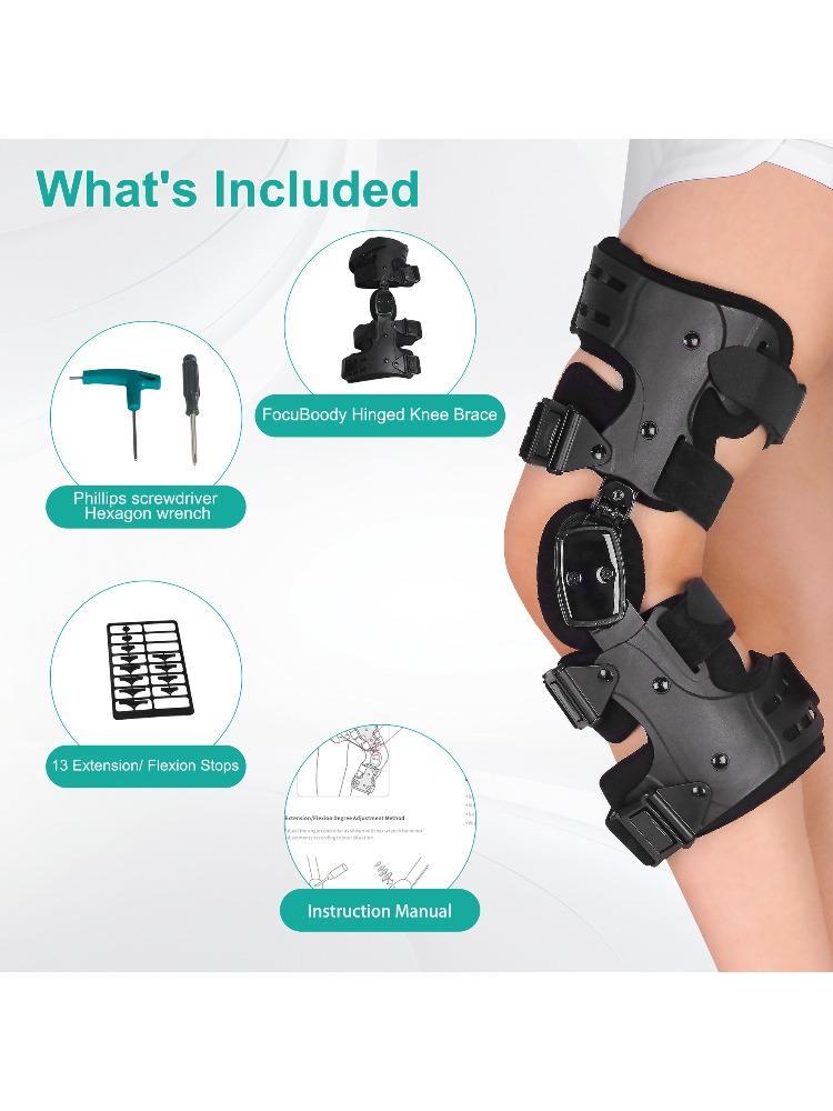 Functional Hinged Knee Support Brace, Adjustable Knee Stabilizer with Compression Wrap, Knee Unloader for Knee Instability, Swelling, Post-Injury Recovery, for Athletes & Seniors