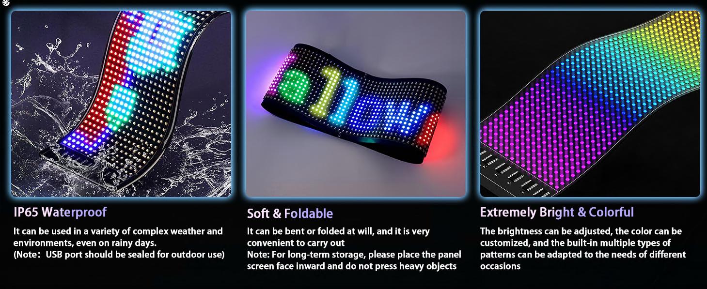 Wireless Programmable LED Sign,LED Windshield Display Eyes Lights, Programmable Flexible LED Matrix Panel, Smart APP Control Custom Animation Digital Sign, Devil Eye Soft Screen for Car Decals led lights for cars Wireless Programmable LED Sign,LED Windshield Display Eyes Lights, Programmable Flexible LED Matrix Panel, Smart APP Control Custom Animation Digital Sign, Devil Eye Soft Screen for Car Decals led lights for cars