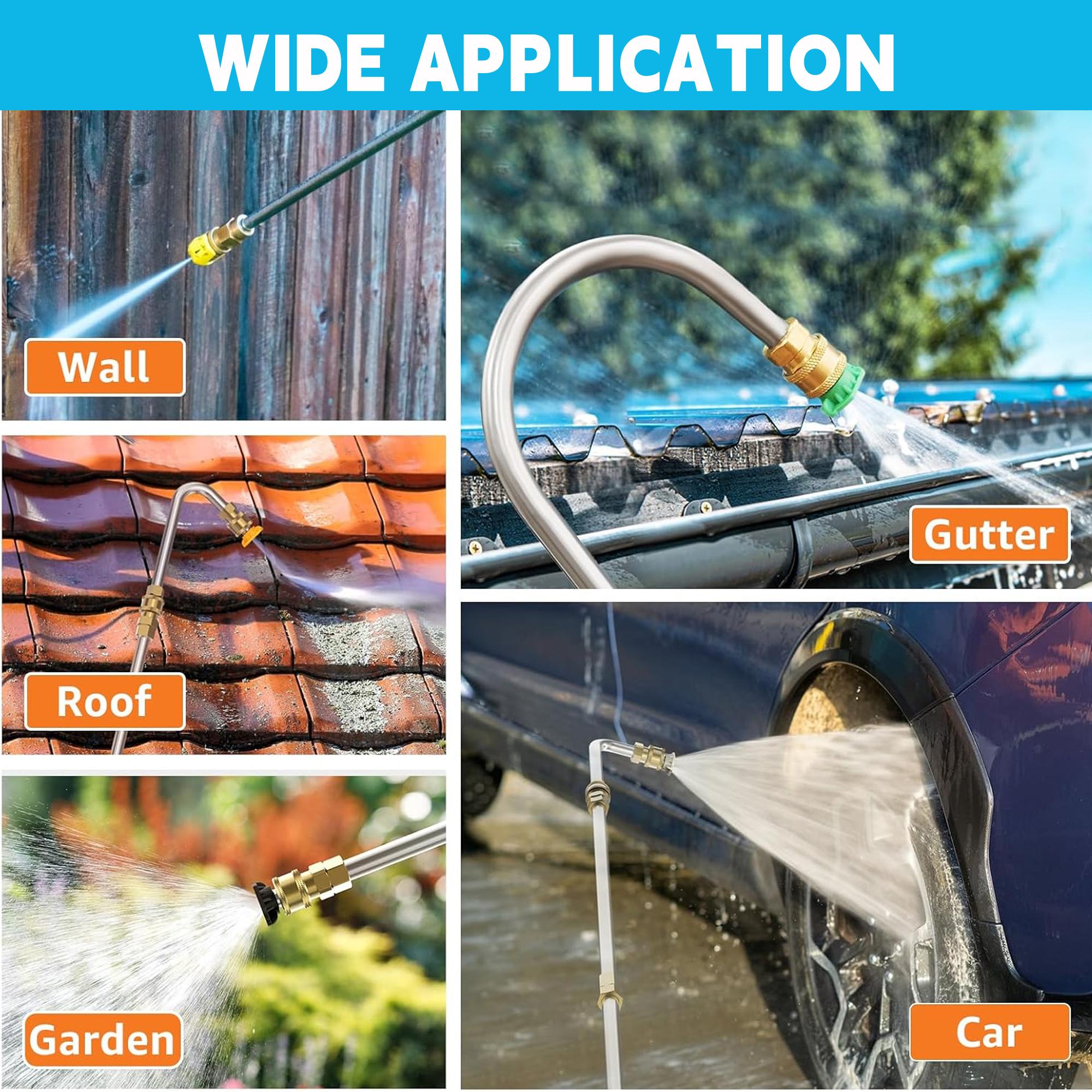 Pressure Washer Extension Wand, 10 Pack Power Washer Lance with 5 Atomization Nozzle Tips,1 Gutter Cleaner Attachment Curved Rod, 1/4" Quick Connect, 4000 PSI Pressure Washer Extension Wand, 10 Pack Power Washer Lance with 5 Atomization Nozzle Tips,1 Gutter Cleaner Attachment Curved Rod, 1/4" Quick Connect, 4000 PSI