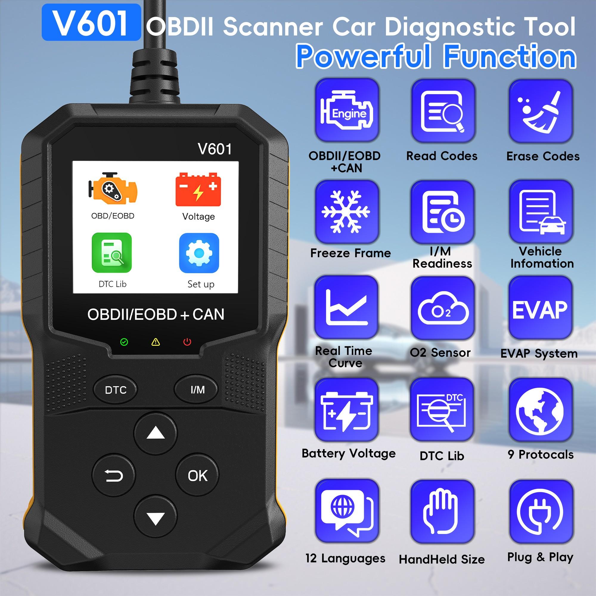 Professional Obd2 Scanner Diagnostic Tool, Engine Code Reader, Eobd/obdii Scan Tool, Real-Time Data Monitoring, Cloud Print, for Vehicles 1996+