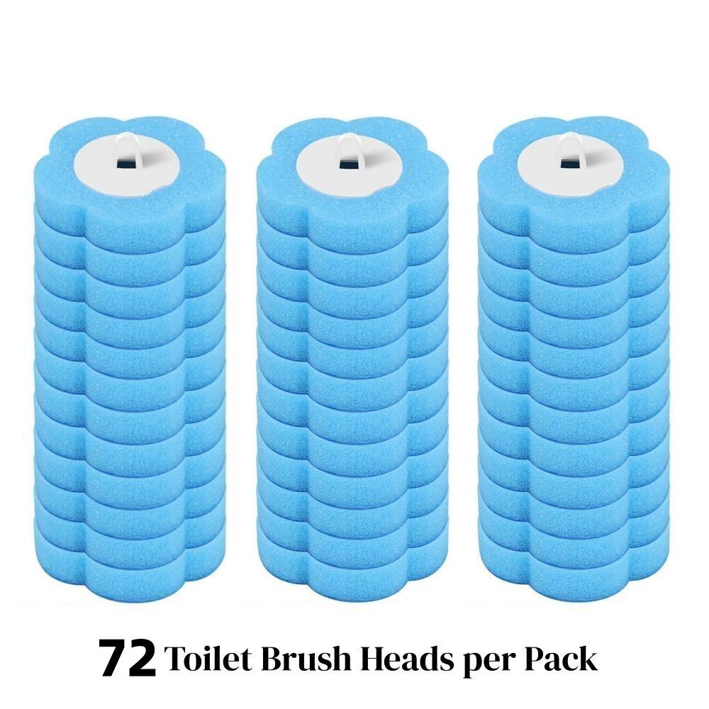 72 Pack Disposable Toilet Cleaning Brush Heads, Three Colors, Durable Plastic, Suitable for Home Outdoor Portable Use, No Handle Included