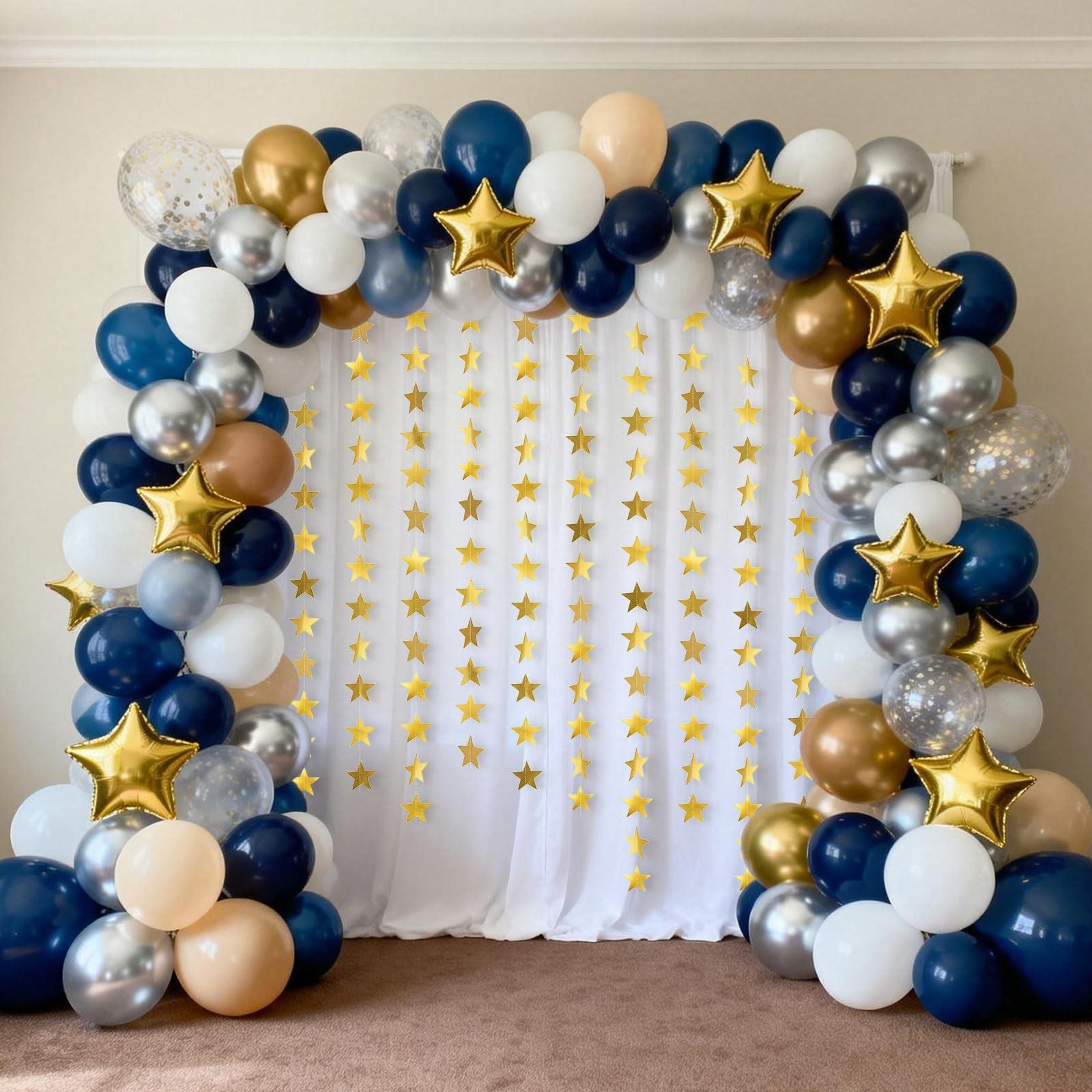 Star ornament, glittering gold double-sided star banner, 157 inches long, small star paper hanging decoration, suitable for Valentine's Day, graduation ceremony, birthday, wedding and all kinds of party backdrops and decorations.