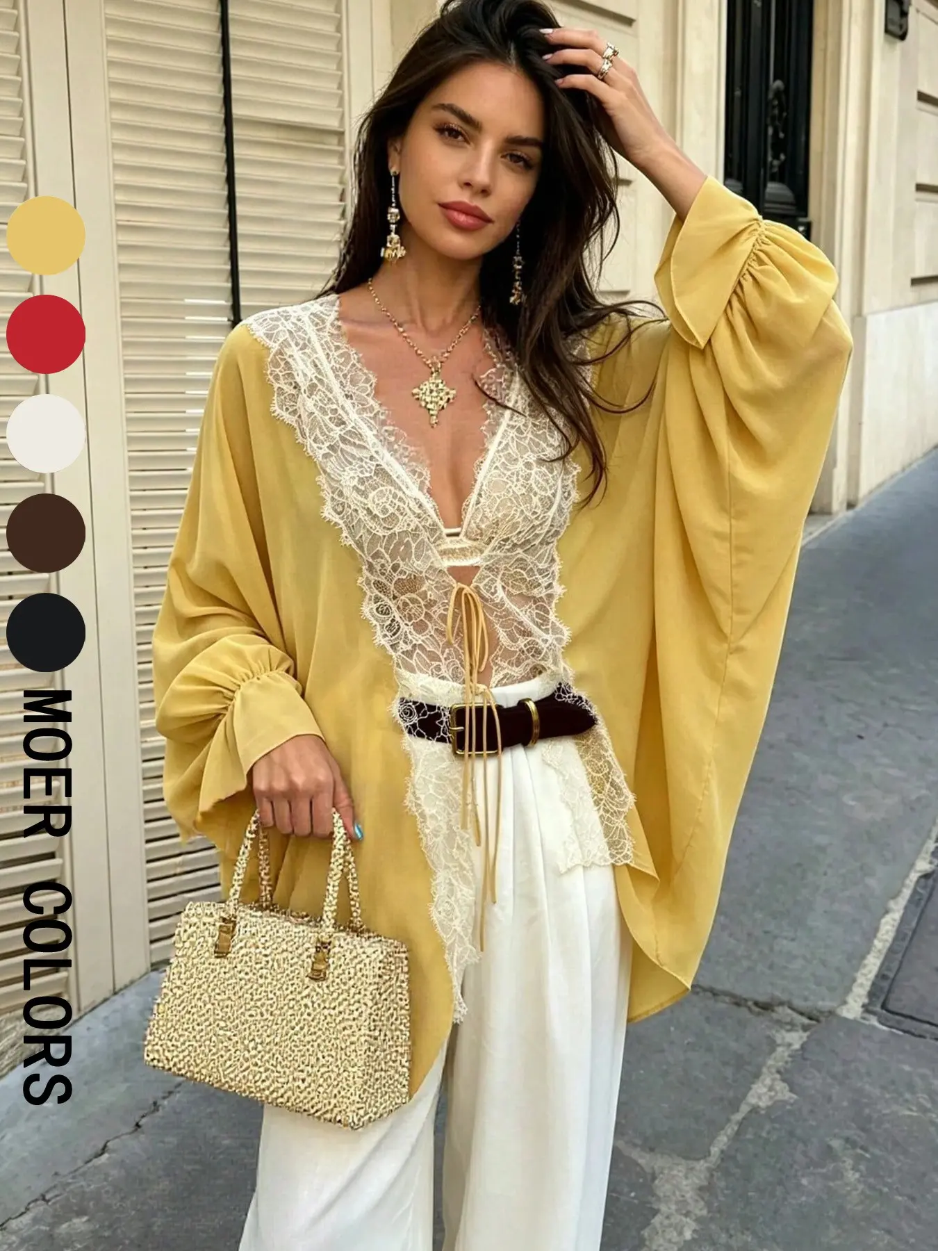 Women's Fashion Chic Loose-Fit Long Sleeve Blouse, Shirt, Plain Surface Unlined Design, All-Season Wear, Sq Girl Shop Ladies' Clothing
