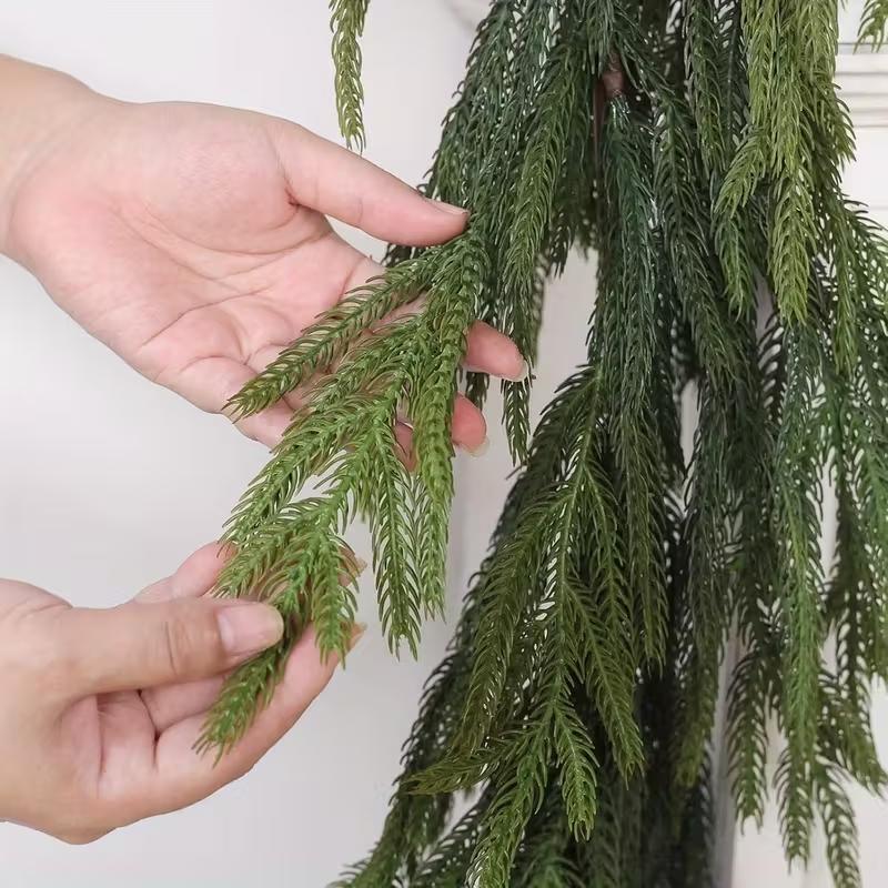 2/4pack 6ft/9ft Artificial Norfolk Pine Wreath, Real Touch Wreath for Desktop, Fireplace Mantel, Indoor Outdoor, Holiday Christmas Decorations