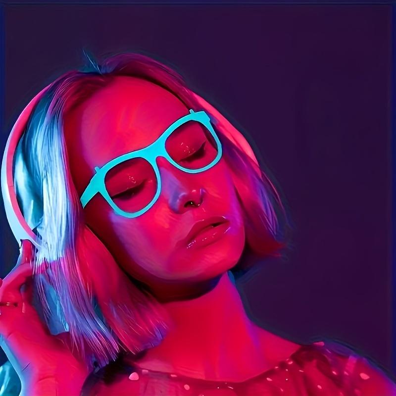 Glow-in-the-dark party glasses - neon green, purple, orange, yellow, red - no lenses required, lightweight and durable plastic frame, suitable for Halloween, proms, birthdays, photo booths, costume parties - party favors, decorations, photo props