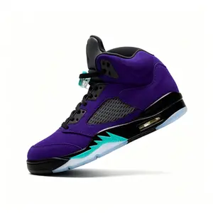 2026 Mens Classic Retro Basketball Sneakers, Purple/Turquoise Design with Air Cushion & Translucent Outsole