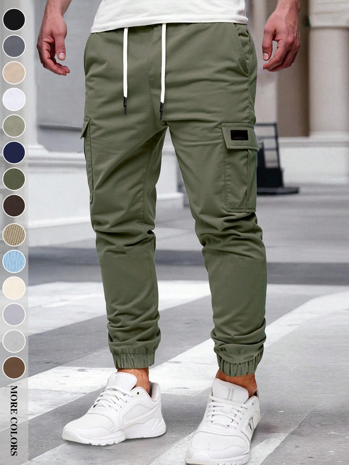 Men's Fall/Winter Everyday Urban Streetwear Cargo Jogger Pants with Cuffed Ankles and Large-Capacity Pockets, Work, Outdoor, City, Slim Fit, Trendy, Casual, Youthful, Minimalist, Versatile, Textured, Individual, Sporty