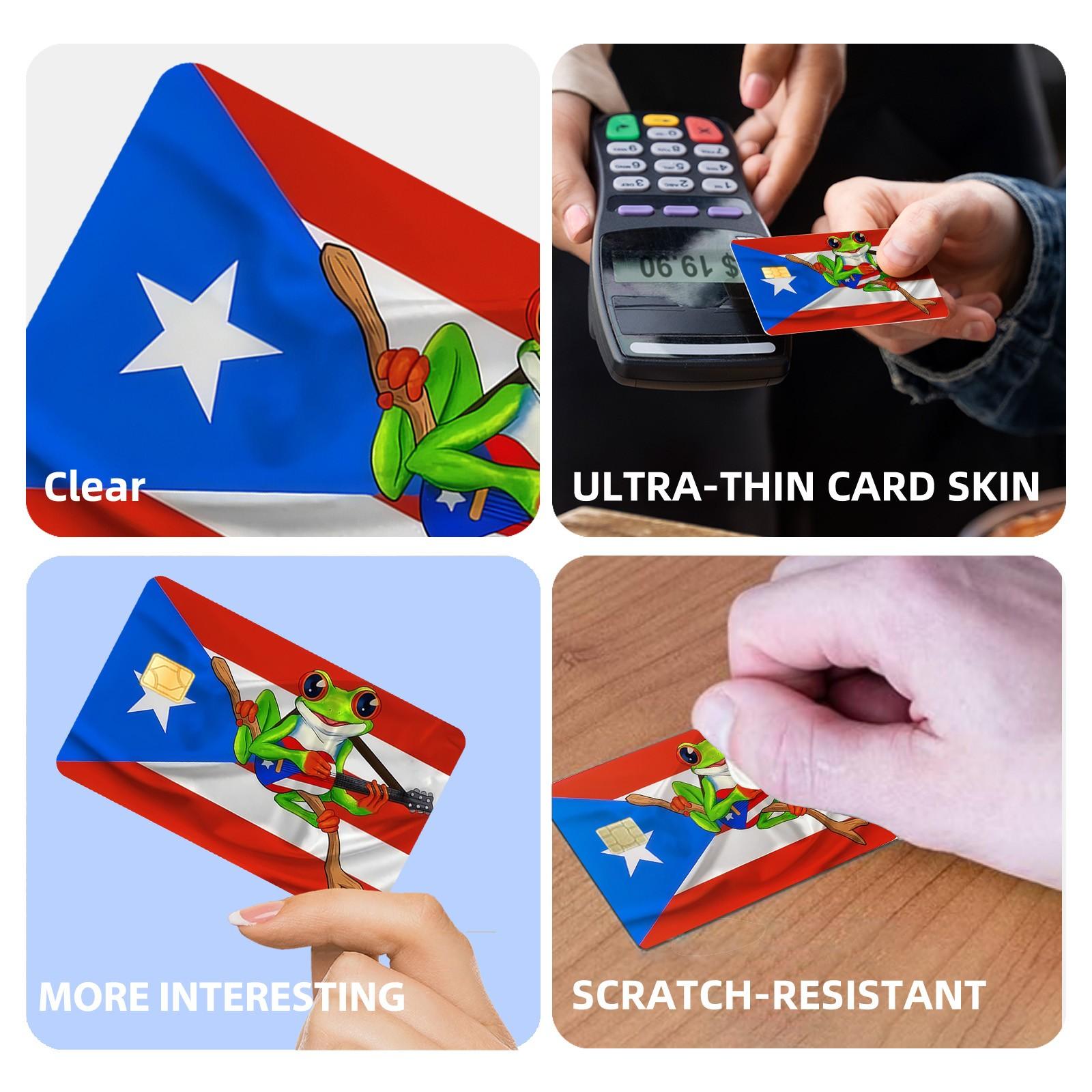 Frog Design Credit Card Skin Sticker, 4 Counts/Set Thin Waterproof & Scratch Resistant Credit Card Decal, Personalized Bank Card Decorative Sticker