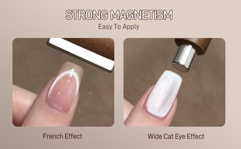 GAOY 3-in-1 Cat Eye Magnet for Nails, Cigar Shape Nail Magnet, Multi-Function Nail Magnets for Nail Art DIY at Home, Brown
