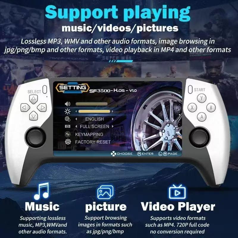 2026 New Sf3500 Upgrade Handheld Video Game Console, Portable Gaming Host, 5-Inch IPS Full HD Screen, 3000mah Long Battery Life, Ideal for Gamers, Handheld Game Consoles, Handheld Games Console