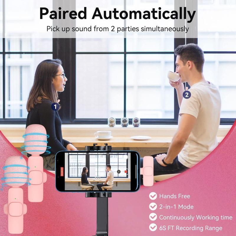 Professional Wireless Lavalier Microphone, USB Rechargeable Wireless Microphone, Plug-Play Lapel Mic for Video Recording, Teaching, Interviews, Podcast Equipment, Gifts for Mums, Gifts for Girlfriend