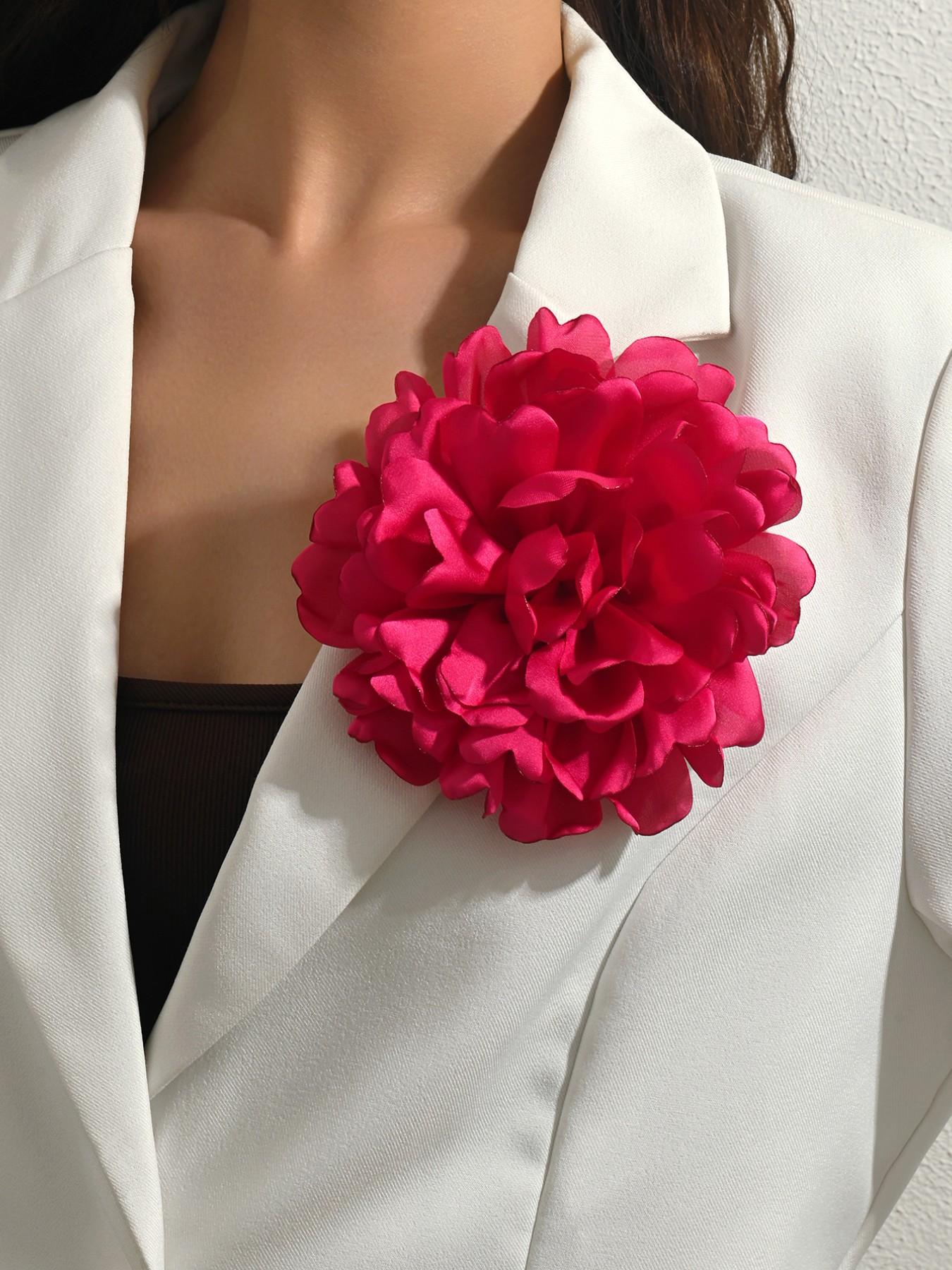 A handcrafted, multi-layered, and multicolored fabric floral brooch featuring a unique, elegant banquet-style design. This versatile corsage—equipped with a convenient duckbill clip—can be worn in various ways and is suitable for any occasion