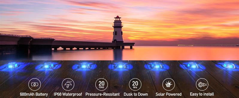 Quntis 12 Pack Solar Deck led light, Driveway Dock garden Stair Pathway Sidewalk Swimming Pool Lighting outdoor solar powered High Pressure Patio