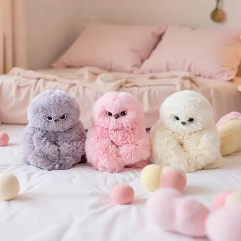 Cute Interactive Plush Owl Toy Set - Head-Turning, Shy Design, Singing Function, Pet Pendant, Children's Gift Toy
