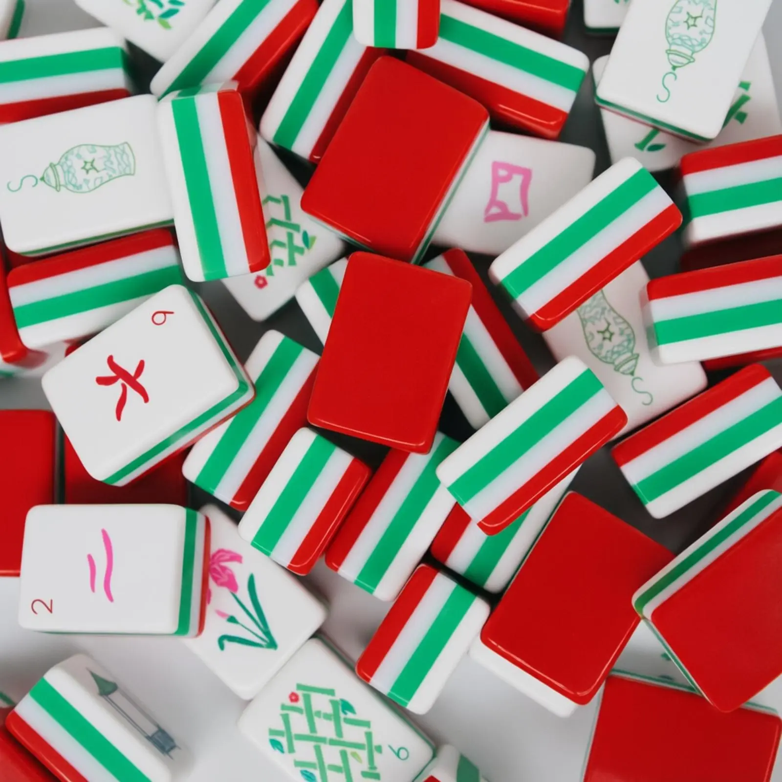 American Mahjong Set 160 Acrylic Red Tiles Christmas Gift for Family
