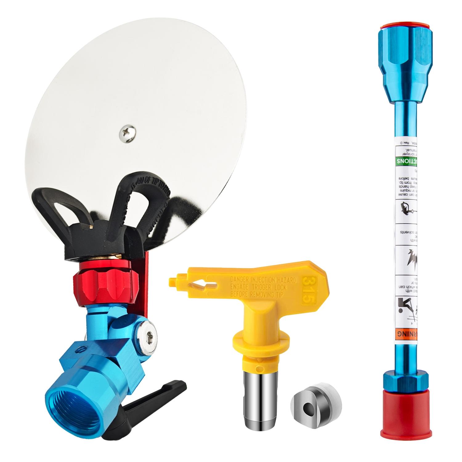 Airless Gun Guide Edge Spray Tools, Paint Accessories Extensions, Airless Sprayer Nozzles 315 Head, 7.87" Extension Rod, Spray Baffles