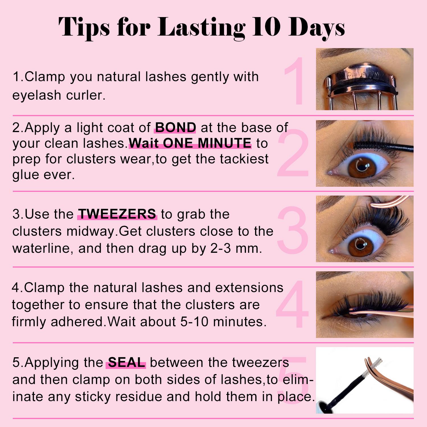 Flare| Kisslily Lashes With Invisible Band Diy Natural Eyelash Extension Kit Bond And Seal Eyelash Glue and Lash Remover Beginner Friendly Individual Lashes Waterproof and Long lasting Makeup For Girl Cosmetic #TikTokShopBacktoSchool