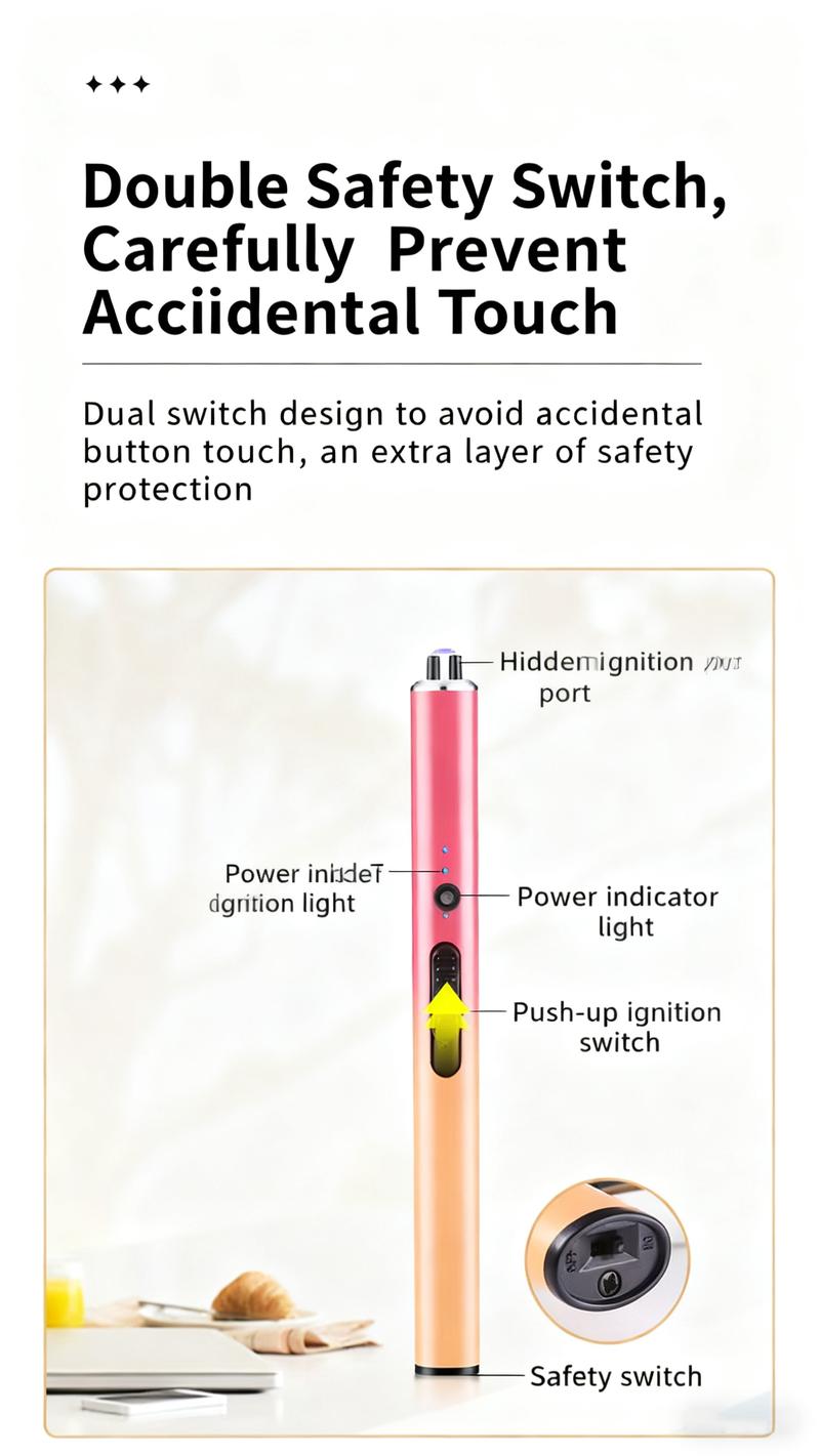 Igniter, electric igniter, rechargeable C-type igniter, arc igniter with LED battery display, flameless long-wick candle igniter, designed for barbecue and camping, Christmas gift, New Year gift