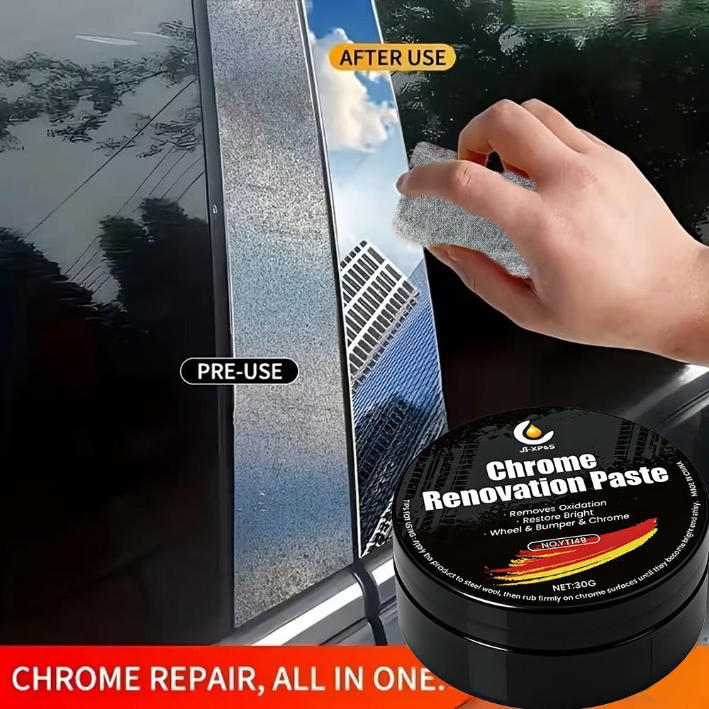 Chrome Repair Paste for Cars, Universal Metal Oxidation Restorer, Polishing Solution for Door Handles, Windows, Bumpers, Professional Results