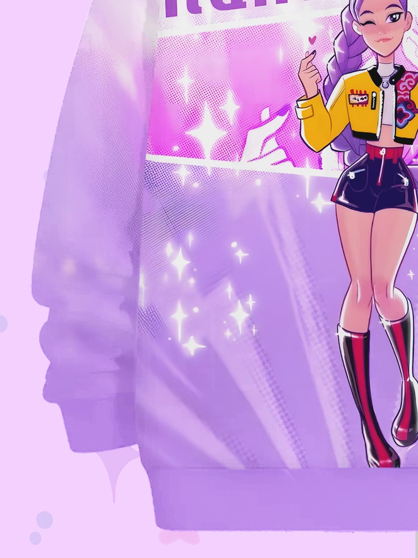 Starlight Rumi Functional Girls Hoodie, Cute Anime Style, Casual Fall & Winter Fashion, All over Print, Unisex Youthwear