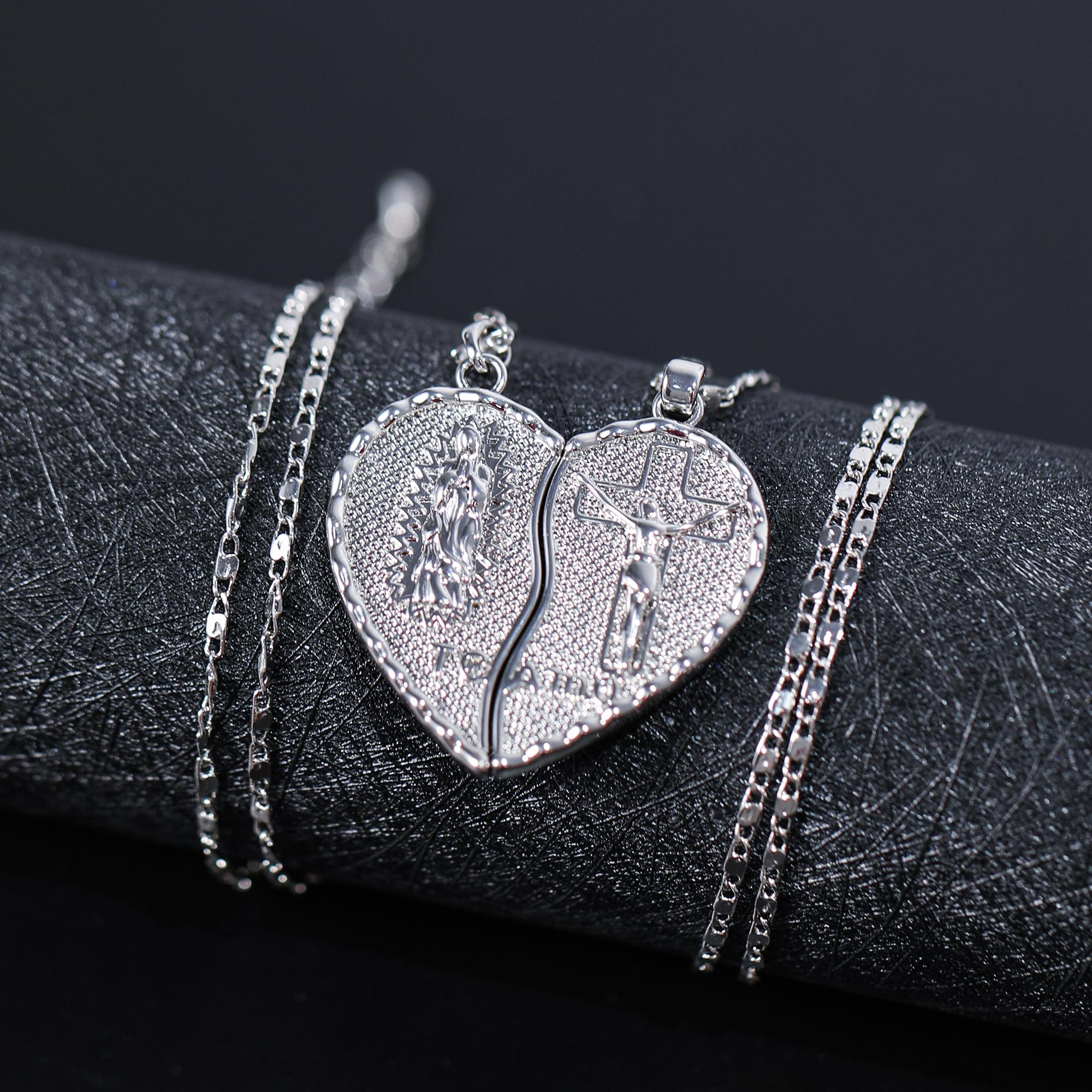 Mytys Te Amo Necklace Couples Heart Love of Virgin Mary Gold Plated Amulet Religious Pendants Fashionable Jewelry Valentine's Day Gifts