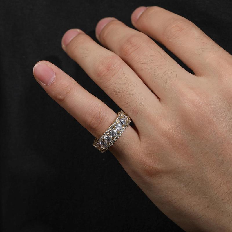 【#R44 livestream】UCCIYO 8mm Synthetic Moissanite Rings For Men Hip Hop Jewelry Sterling Silver S925