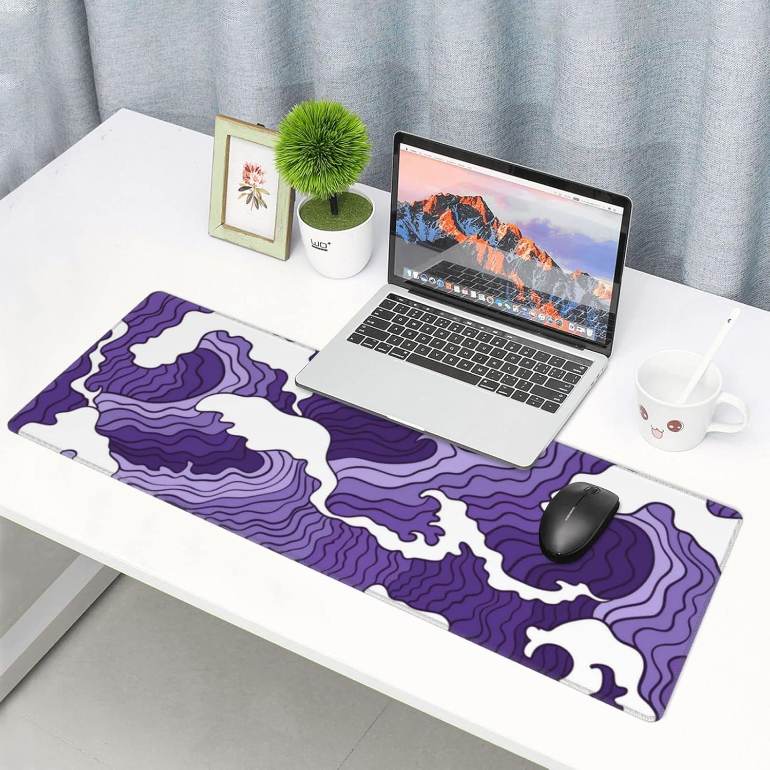 Wave Large Pad XL Extended Gaming Pad Mat Desk Pad with Stitched Edge,Full Desk Mousepad for Office,,Keyboard 31.5 X 11.8 Inch ( White Wave) Wave Large Pad XL Extended Gaming Pad Mat Desk Pad with Stitched Edge,Full Desk Mousepad for Office,,Keyboard 31.5 X 11.8 Inch ( White Wave)