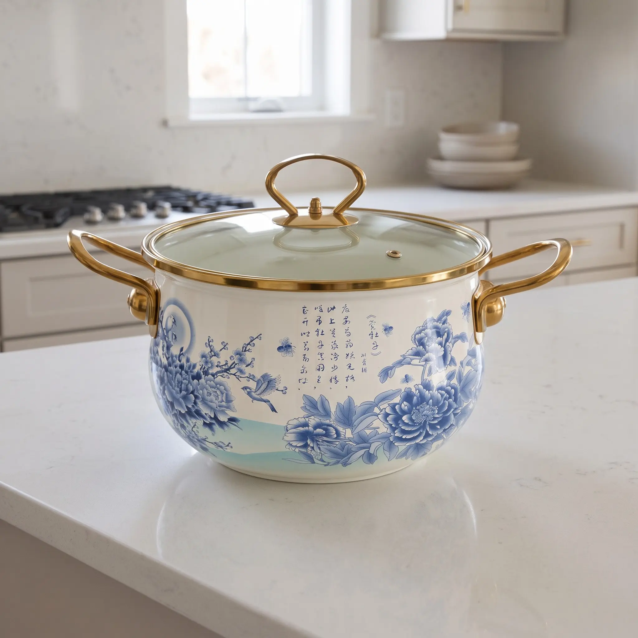 18cm Multi-Functional Enamel Cooking Pot, Non-Stick Heat Resistant, Easy Clean, Ideal for Kitchen, Holiday Gatherings, Gift Idea
