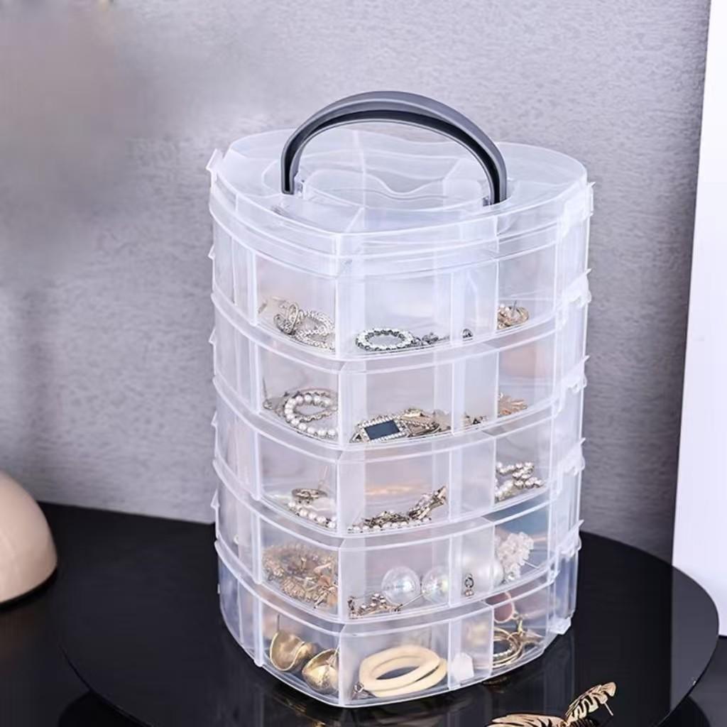 Large Capacity Earring Storage Box, Jewelry Organizer with Compartments, Sparkly Rhinestone and Bead Holder, Essential Jewelry Case