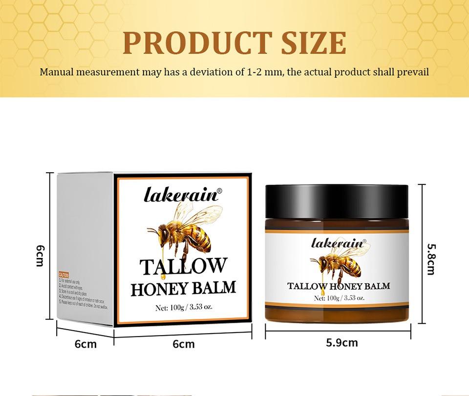 Beef Tallow & Honey Balm Cream, All-Natural Moisturizer Hydrates and Nourishes the Skin, Grass-fed Beef Tallow Honey Balm blend Nourishing Moisturizer for Face, Body & Hands.