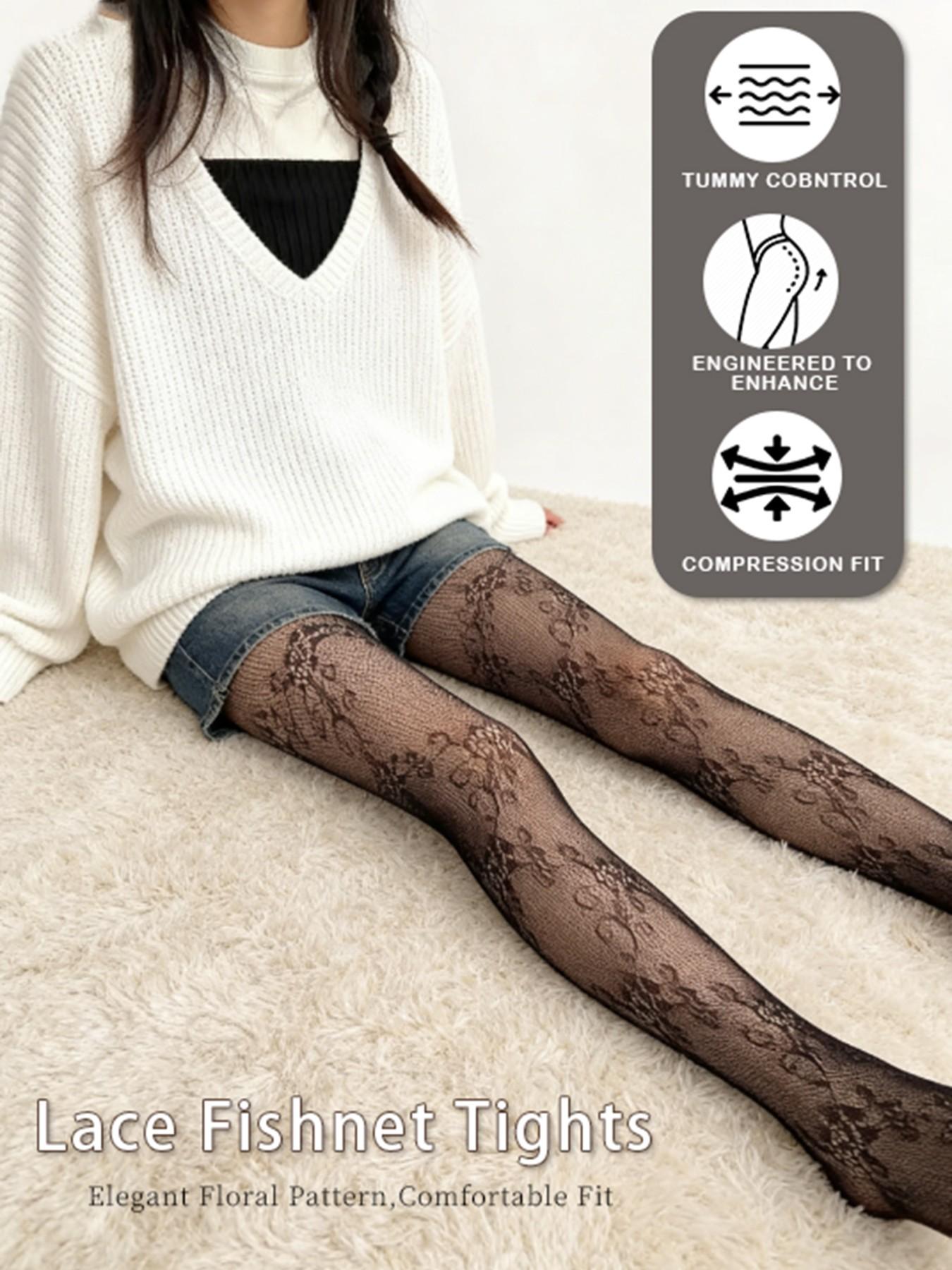 Spring Summer Thin Floral Mesh Stockings, Sexy Vintage Women's Pantyhose, Boho Style, Fitted, Made in China