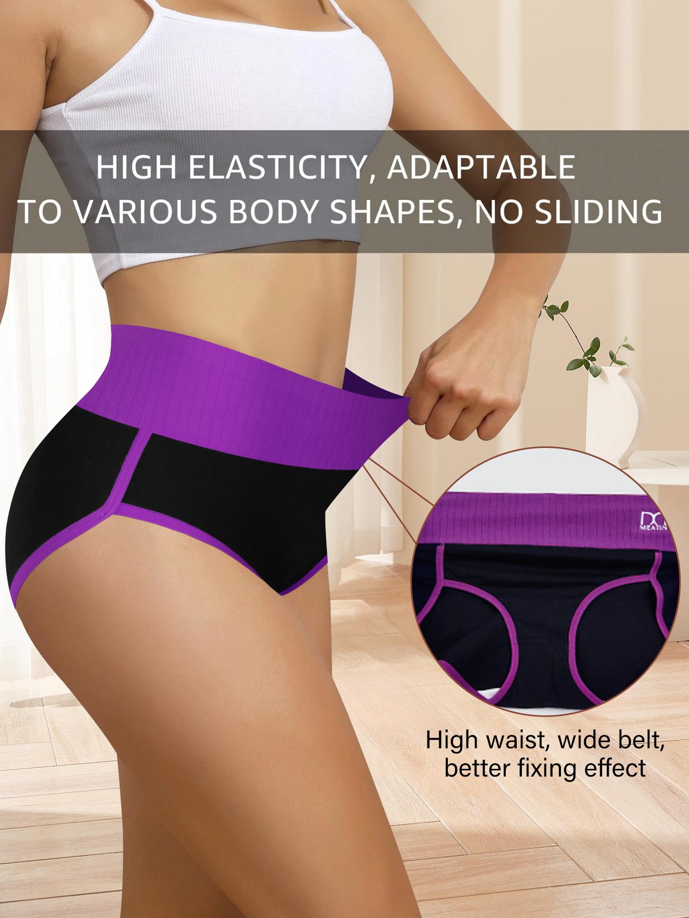 QUASTI 5 Packs High-Wais Tummy Control Briefs for Women,Soft Comfy Breathable Panties for Daily Wear,Contrast Colors High Elasticity Briefs Set,Mixed Colors Coverage Body Shaping Briefs for Womenswear, S-XXL SpringStatements