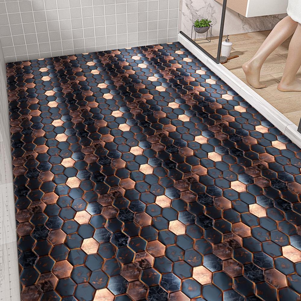 10 pieces of self-adhesive PVC floor stickers, thickened wear-resistant waterproof leather floor stickers, suitable for bedroom, kitchen, living room, balcony, bathroom and other floor decoration a