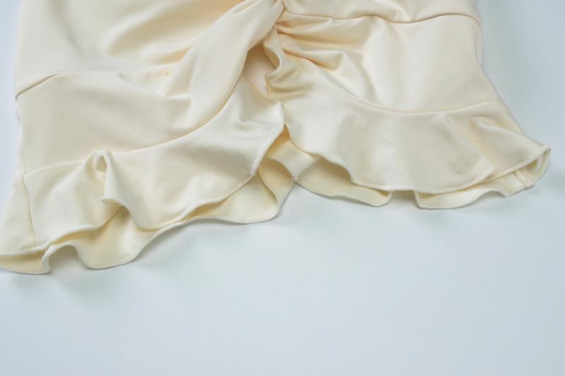 Solid Color Backless Crop Top & Ruched Skirt Two Pieces Set Women's Sleeveless Halter Neck Top & Skirt Ladies Summer Fall Clothes for Party Holiday Vacation Beach Boho Valentine's DayGift Outfit