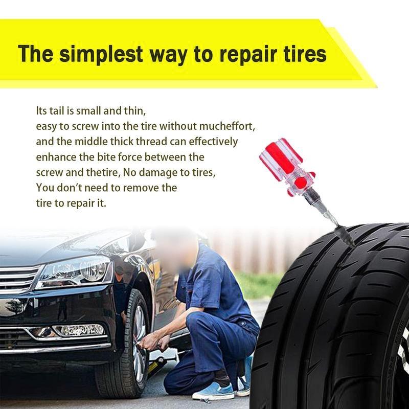 70PCS Tire Repair Rubber Nails Kit with 2 Sizes for Car/Motorcycle/Truck/Tractor, Fast Self-service Screw Rubber Nail Vacuum Tire Puncture Repair Tool