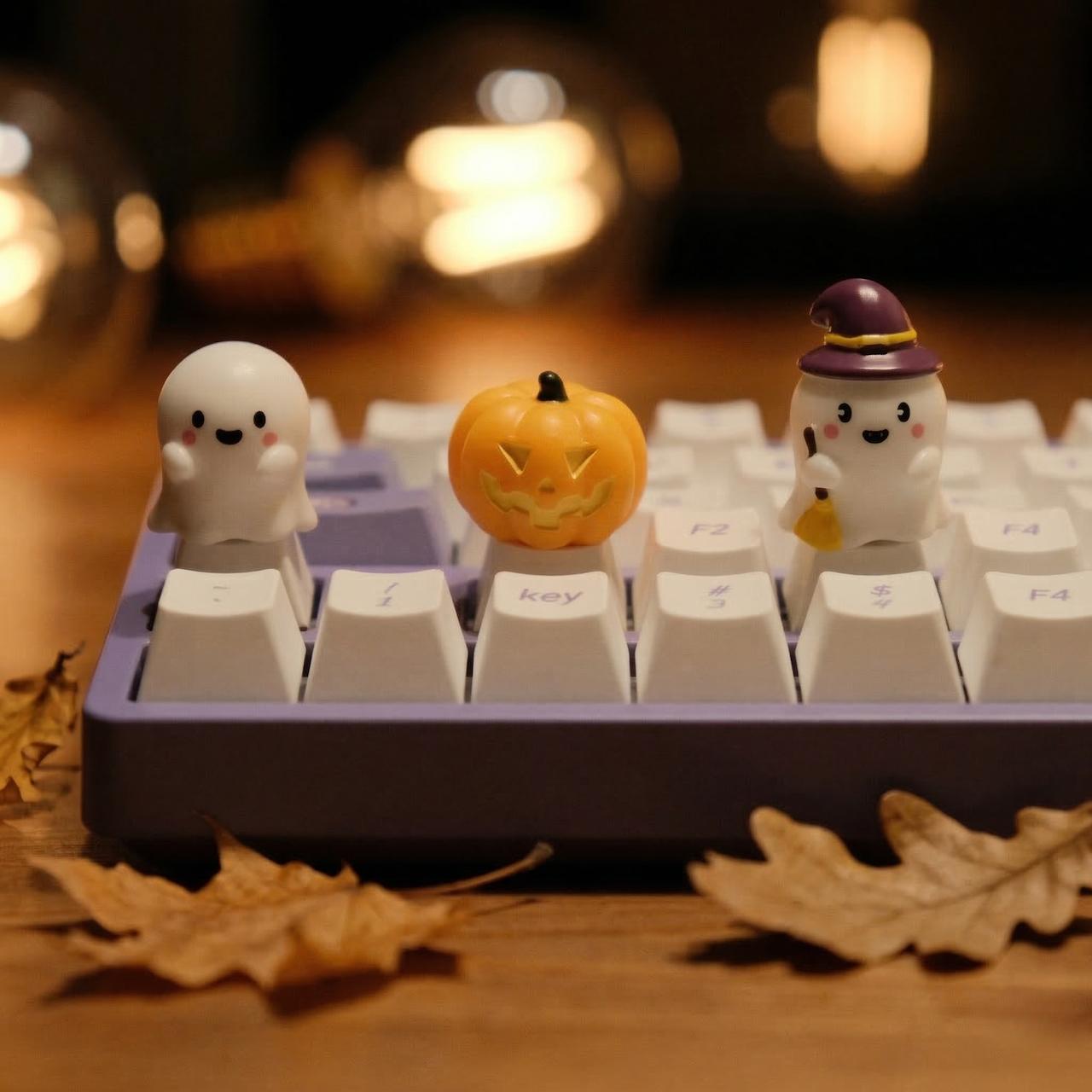 Halloween Ghost Keycaps, Cute Cartoon Design, Mechanical Keyboard Caps, DIY Decoration, Fits Cherry Mx Axes, Replaceable Esc/game Keys, Gamer Gift
