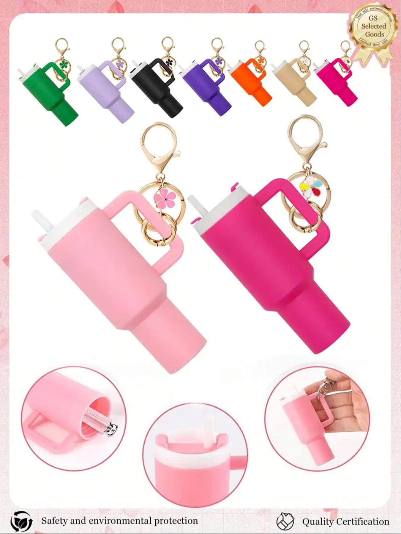Mini Small Flower Cup Keychain Accessories, Keychain Charm, Wallet Charm, Bag Accessories, Lipstick Storage Box, Wallet Accessories, Mini Cup Keychain Keyring, Keychain Bag Pendant, Dopamine Color Matching To Meet Different Style Matching Needs