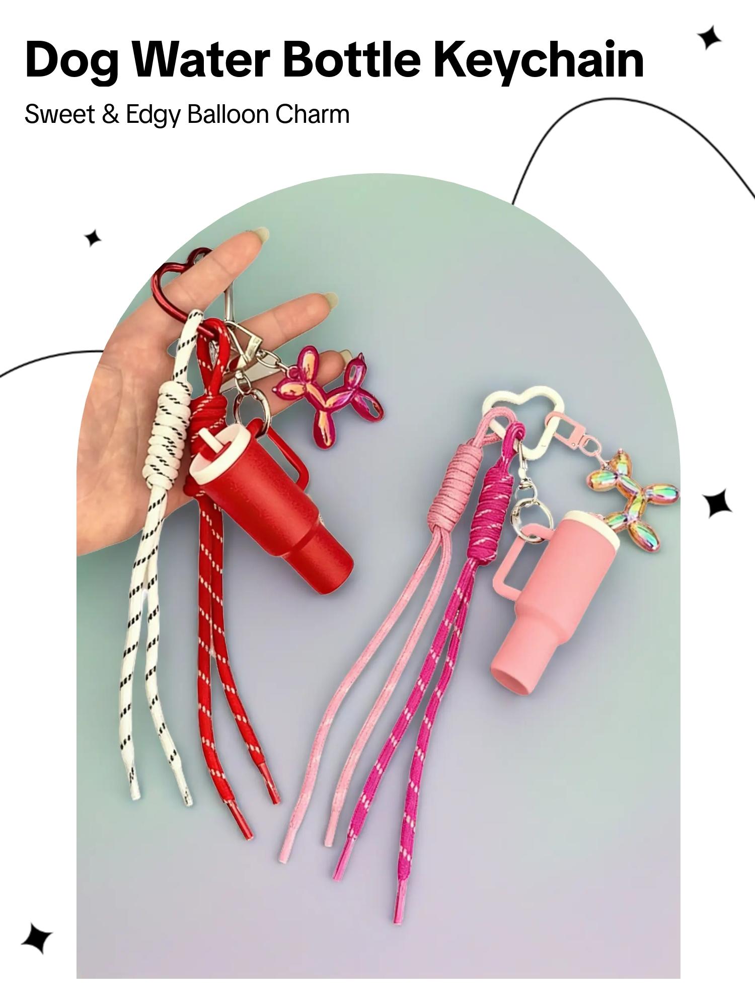 Water Cup&Balloon Dog Bag Charm Realistic Straw Cup+Balloon Dog 3d Accessories Multiple Colors Available Dopamine Vitality Sweet, Edgy, And Sassy Style Distinctive And Niche For Bags, Keys, And Earphones