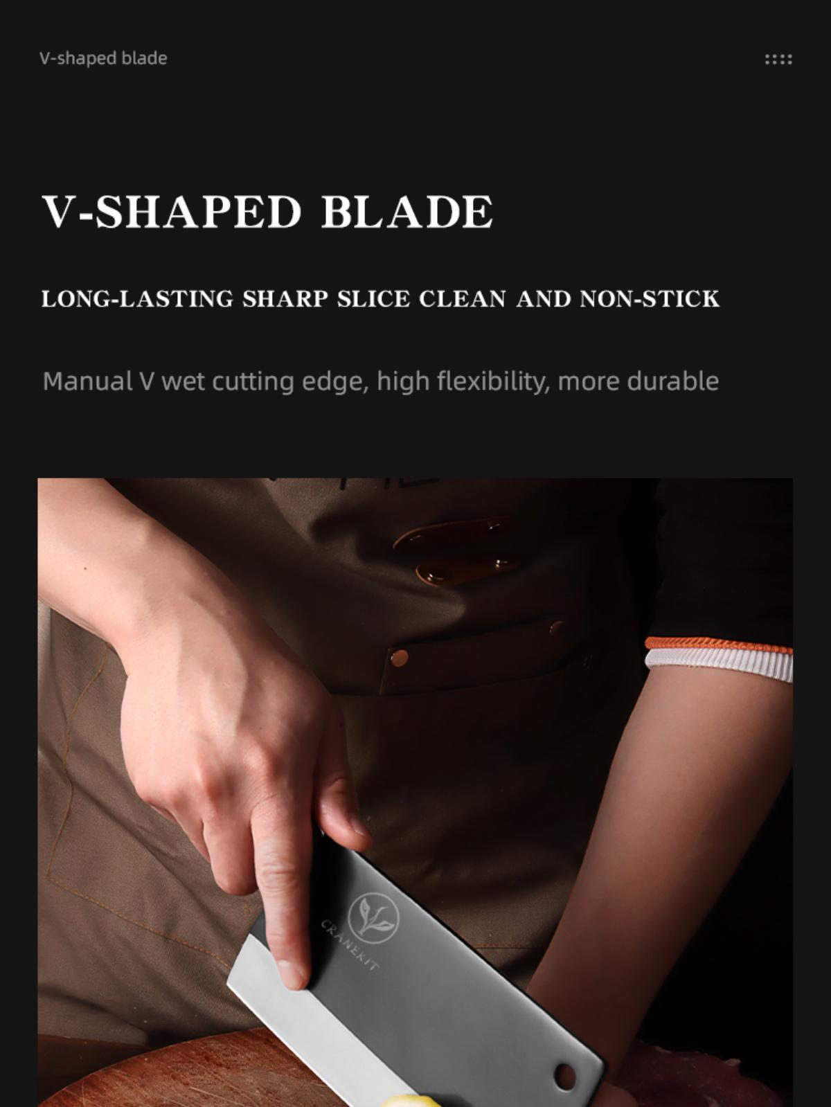 CRANEKIT Vegetable Knife - Ultra-Fast Sharp Chopping Knife for Vegetables, Bone, and All-Purpose Use in Kitchen