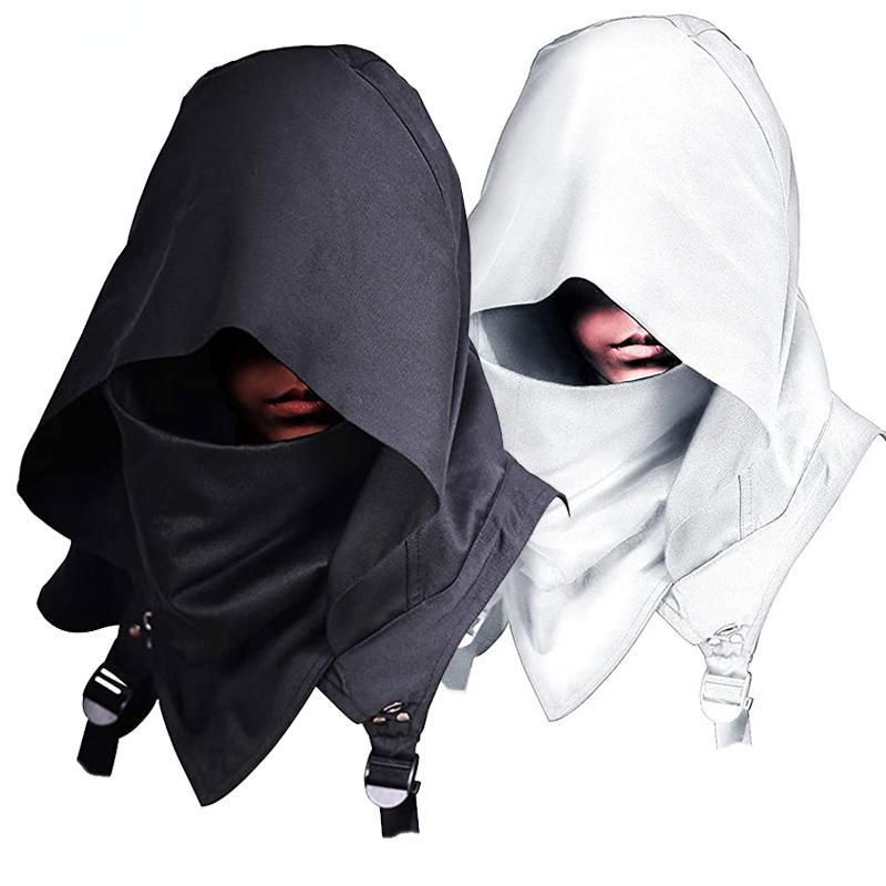 Menswear Cowl Hood Polyester Hooded Cloak Cape - Adult One Size Clothes for Cyberpunk Cosplay, Medieval Warrior Outfit & Daily Wear