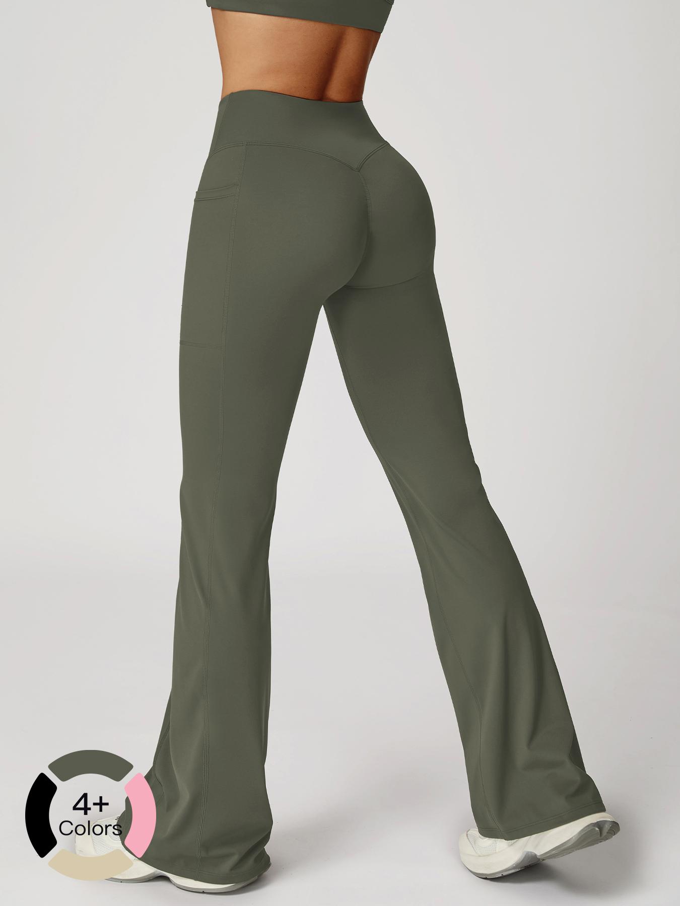 High Waist Naked Feeling Flare Pants Women, Cross Waist Wide Leg Micro Flared Outdoor Casual Sports Pants, Comfortable and Stylish