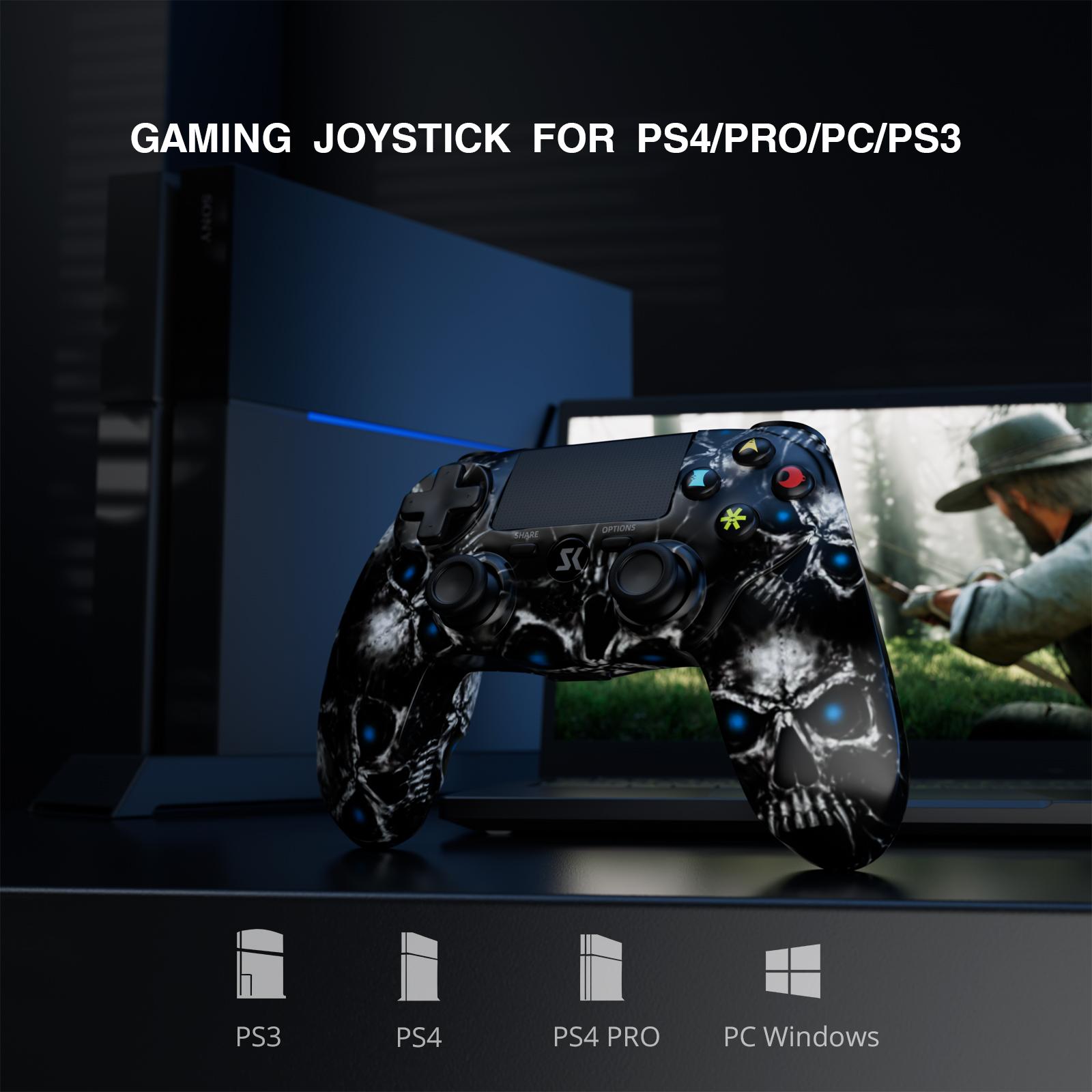 ISHAKO Wireless Controller For PS4/PS3/Android/iOS/PC/Laptop, With Double vibration, Motion sensing, Touch Pad, Audio jack, 800mAh Battery, PS415 Ghost