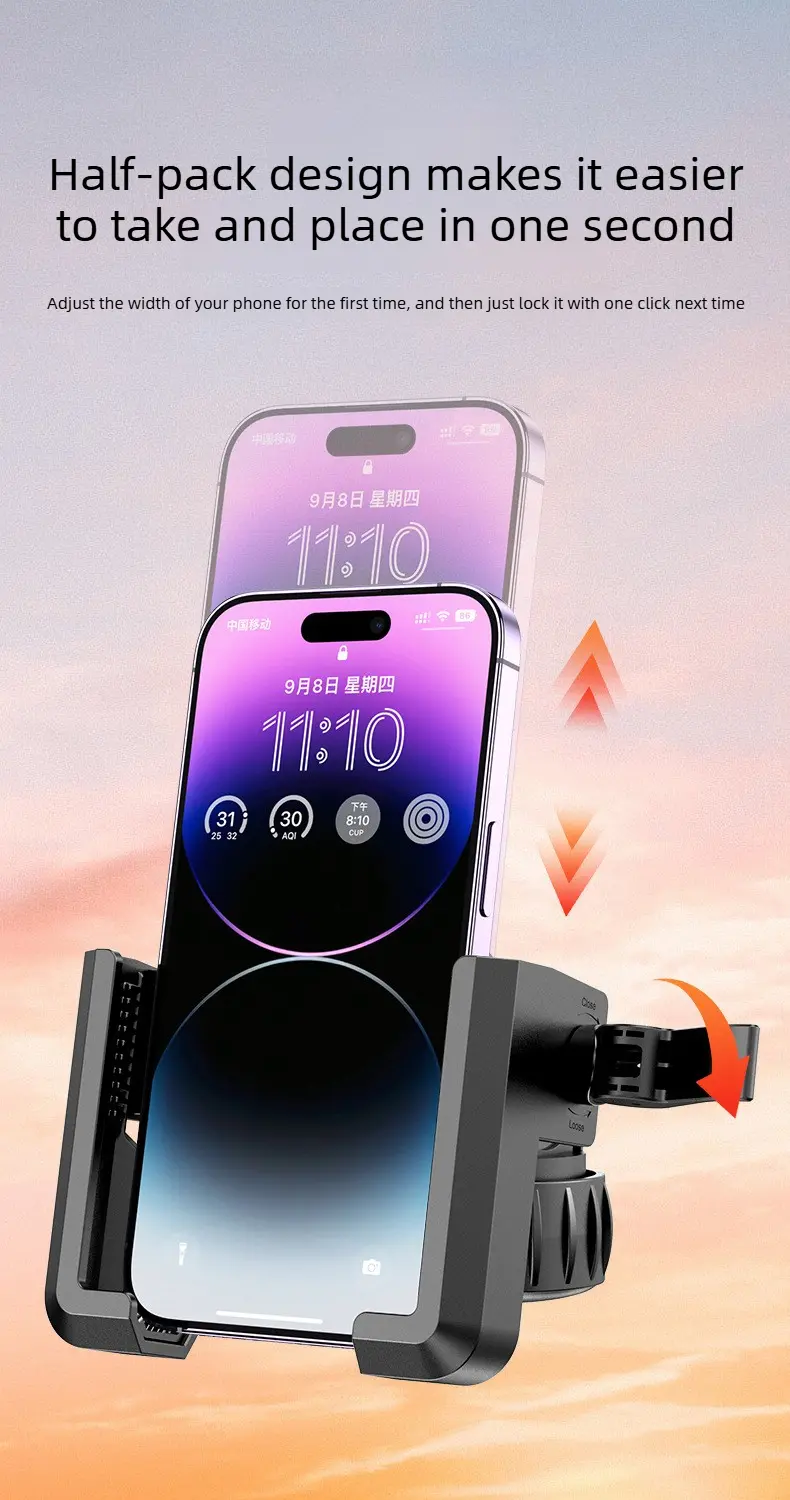 Anti-Shake Bicycle Handlebar Phone Mount Holder with Double Fix Pad, Silicone Pads, 360-Degree Adjustable, Tool-Free Install, Memory Lock, 1-Second Quick Release for Mountain Biking, Navigation Ride