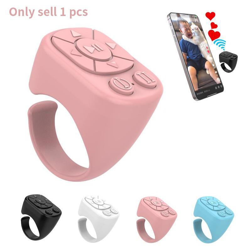 Remote Control Ring, Bluetooth-compatible Page Turning Feature Ring Scroller, Rechargeable Camera Shutter Short Video and Music Remote, for iOS Android Phones
