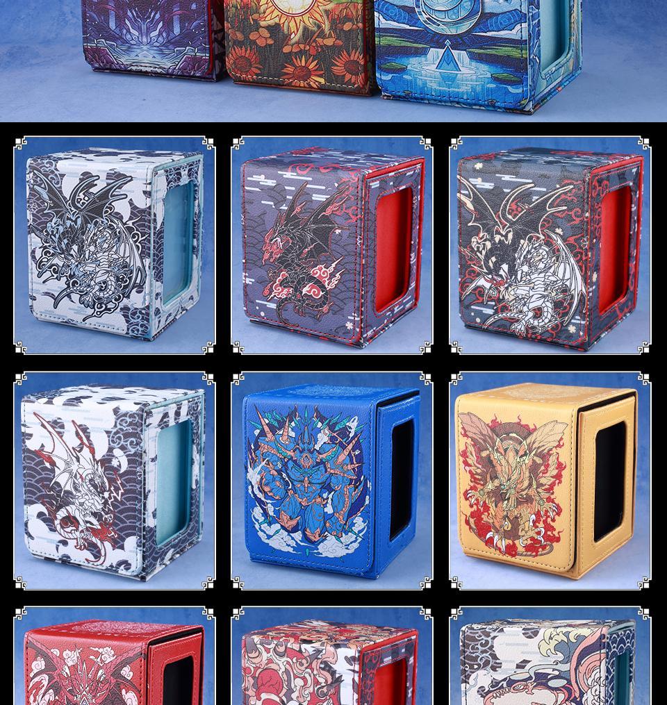 Cards Deck Box Fit For MTG Deck Box With 2 Card Dividers 2 Dice Magic Commander Vertical Style Leather Trading Cards Storage Box Cards Deck Box Fit For MTG Deck Box With 2 Card Dividers 2 Dice Magic Commander Vertical Style Leather Trading Cards Storage Box