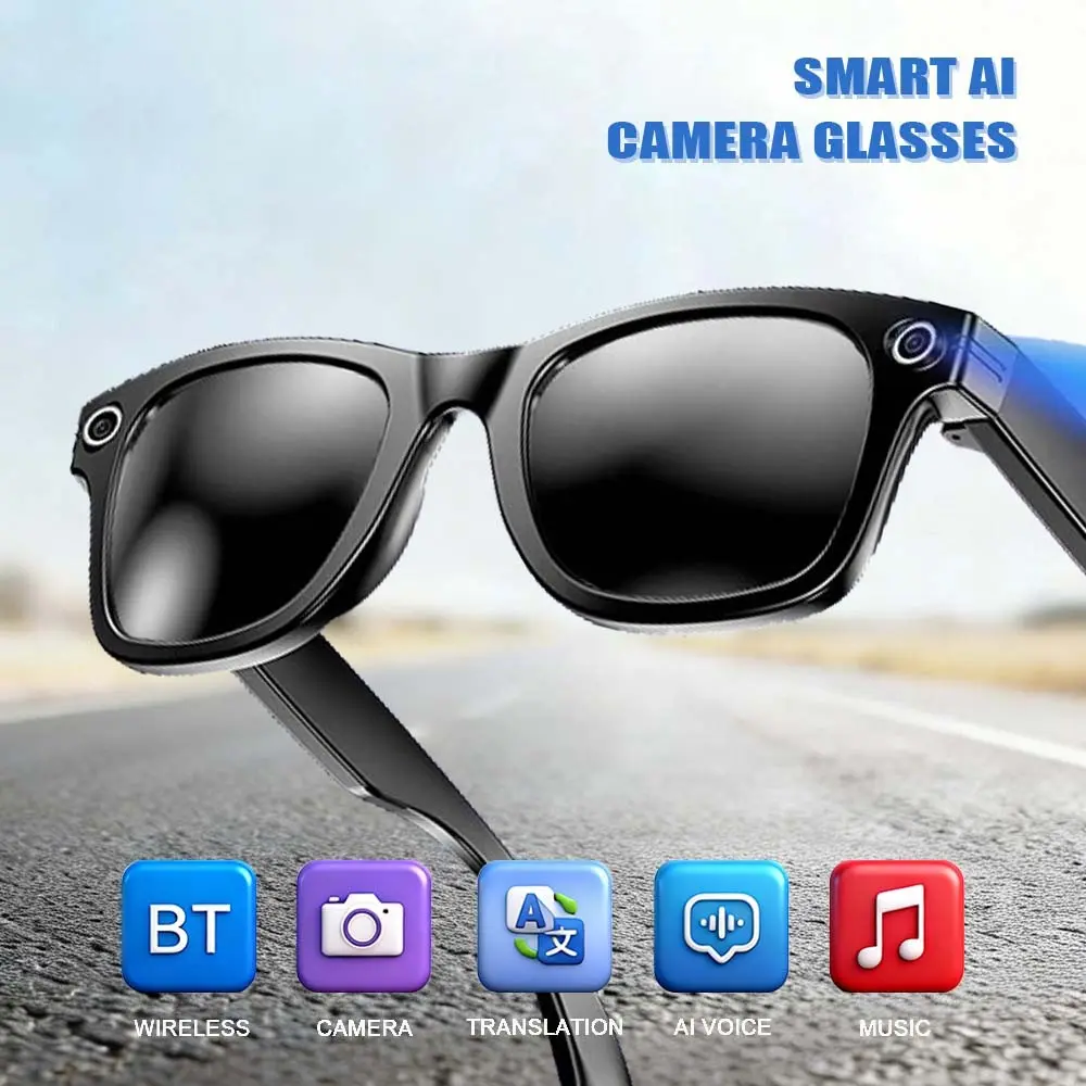 New Smart Al Camera Glasses Touch Adjustment For Travel Outdoor Adventures Languages Real-Time Translation BT Wireless Wearable Father's Day Gifts